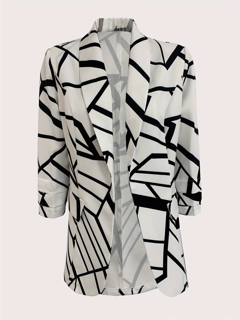 Dam Blazer Trendigt All-Over Tryck Polyester-3