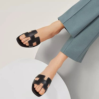 Kvinnors Sandaler Bekväm Läder Slip-On Design-5