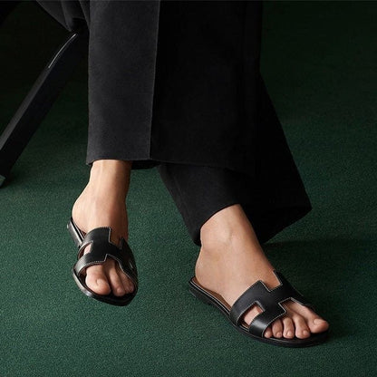 Kvinnors Sandaler Bekväm Läder Slip-On Design-6