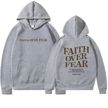 Unisex Luvtröja med Motiv Tro över Rädsla Mjuk Bomullspolyester 6