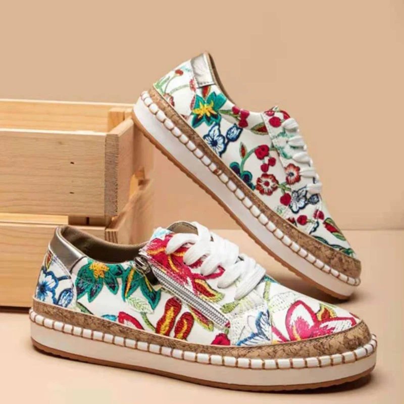 Variant image for Dam Sneakers Blommig Design Hög Kvalitet Textil och Gummi-10