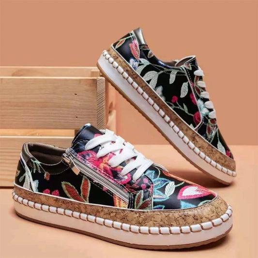 Dam Sneakers Blommig Design Hög Kvalitet Textil och Gummi-1