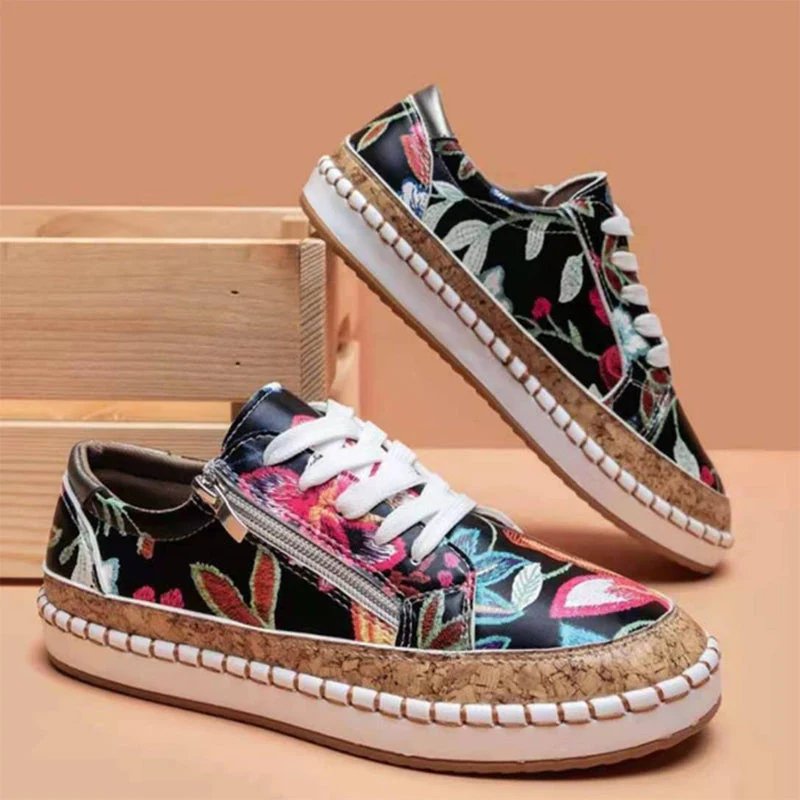 Variant image for Dam Sneakers Blommig Design Hög Kvalitet Textil och Gummi-1