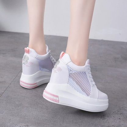 Variant image for Kvinnors Högklackade Sneakers Sportig Vulkaniserad Plattformsdesign Andningsbart Material-25