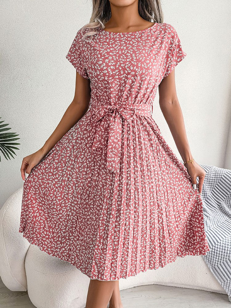 Dam Sommarklänning Kortärmad Blommönster Polyester-6