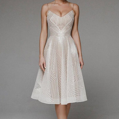 Kvinnors Ärmlös Klänning V-ringning Polyester 7