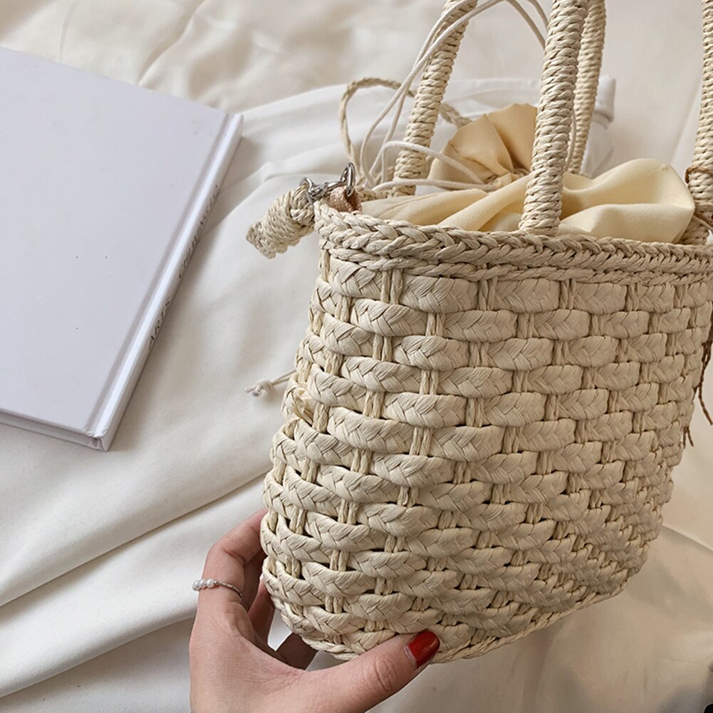 Dam Handväska Vävt Läder Retro Stil Fyrkantig Design-5