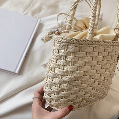 Dam Handväska Vävt Läder Retro Stil Fyrkantig Design-5