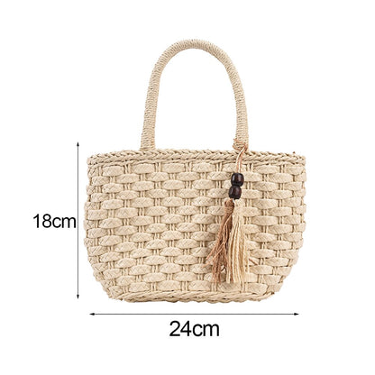 Dam Handväska Vävt Läder Retro Stil Fyrkantig Design-6