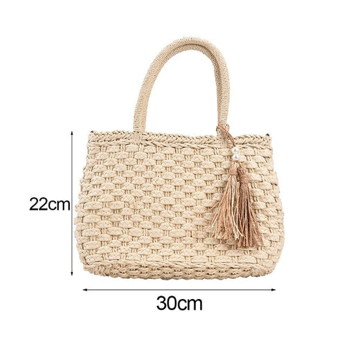 Dam Handväska Vävt Läder Retro Stil Fyrkantig Design-1