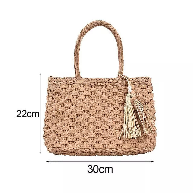 Variant image for Dam Handväska Vävt Läder Retro Stil Fyrkantig Design-3