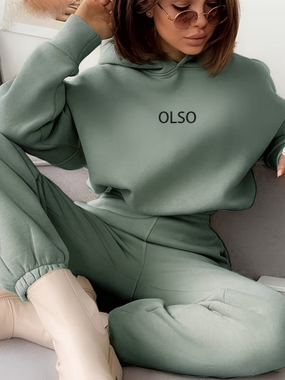 Variant image for Tvådelat Set Dam Hoodie och Joggingbyxor Mjukt Material Trendig Design-21