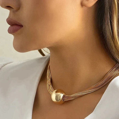 Dam Halsband Multi-strängad Design Metall med Blank Pärla-3