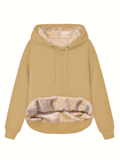Lång Hoodie Dam Monokrom Loose Fit 100% Bomull med Framficka-1