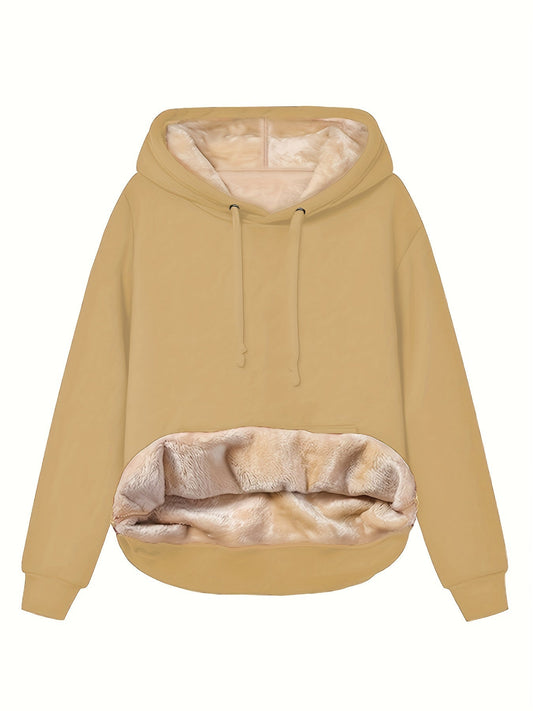 Lång Hoodie Dam Monokrom Loose Fit 100% Bomull med Framficka-1