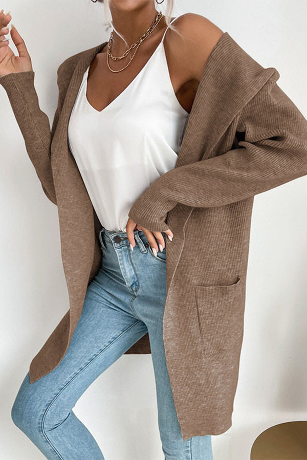 Variant image for Dam Kofta med Huva Stickad Mjuk Höststil-28