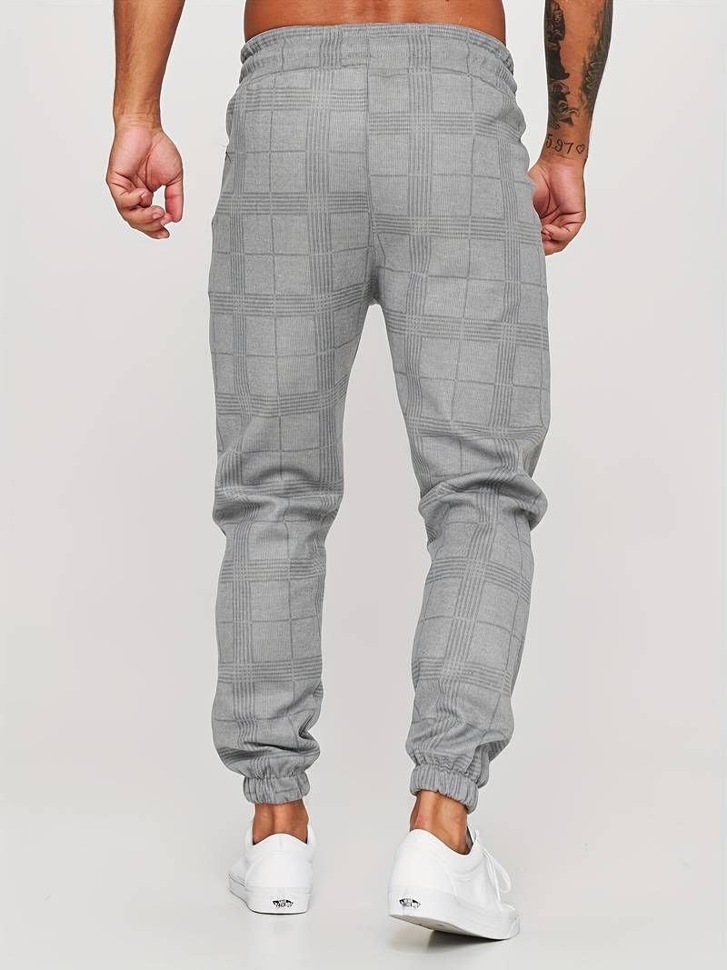 Dam Sweatpants Rutigt Designad i Mjuk Bomull-4