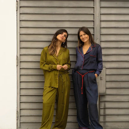 Dam Pyjamas Set Trendig Design Viskos Polyester-5