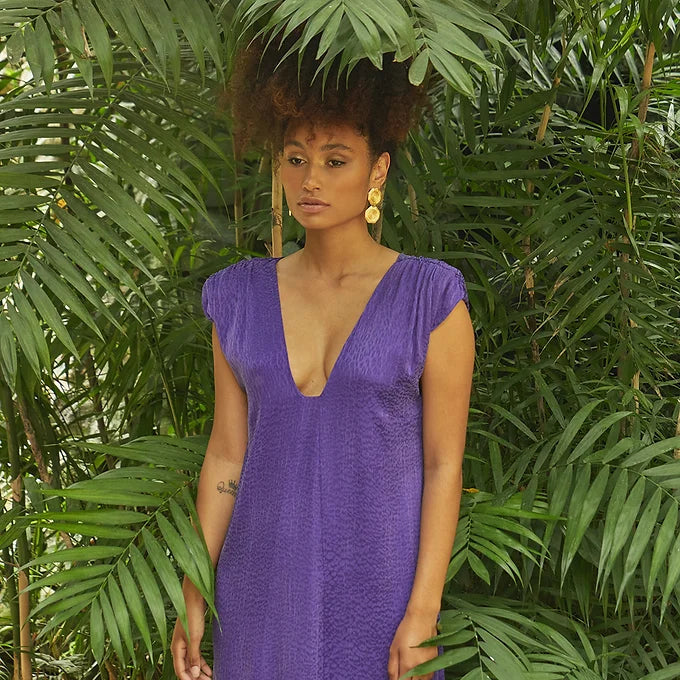 Fina Dam Klänningar Hög U-hals Cupro för Fest-4