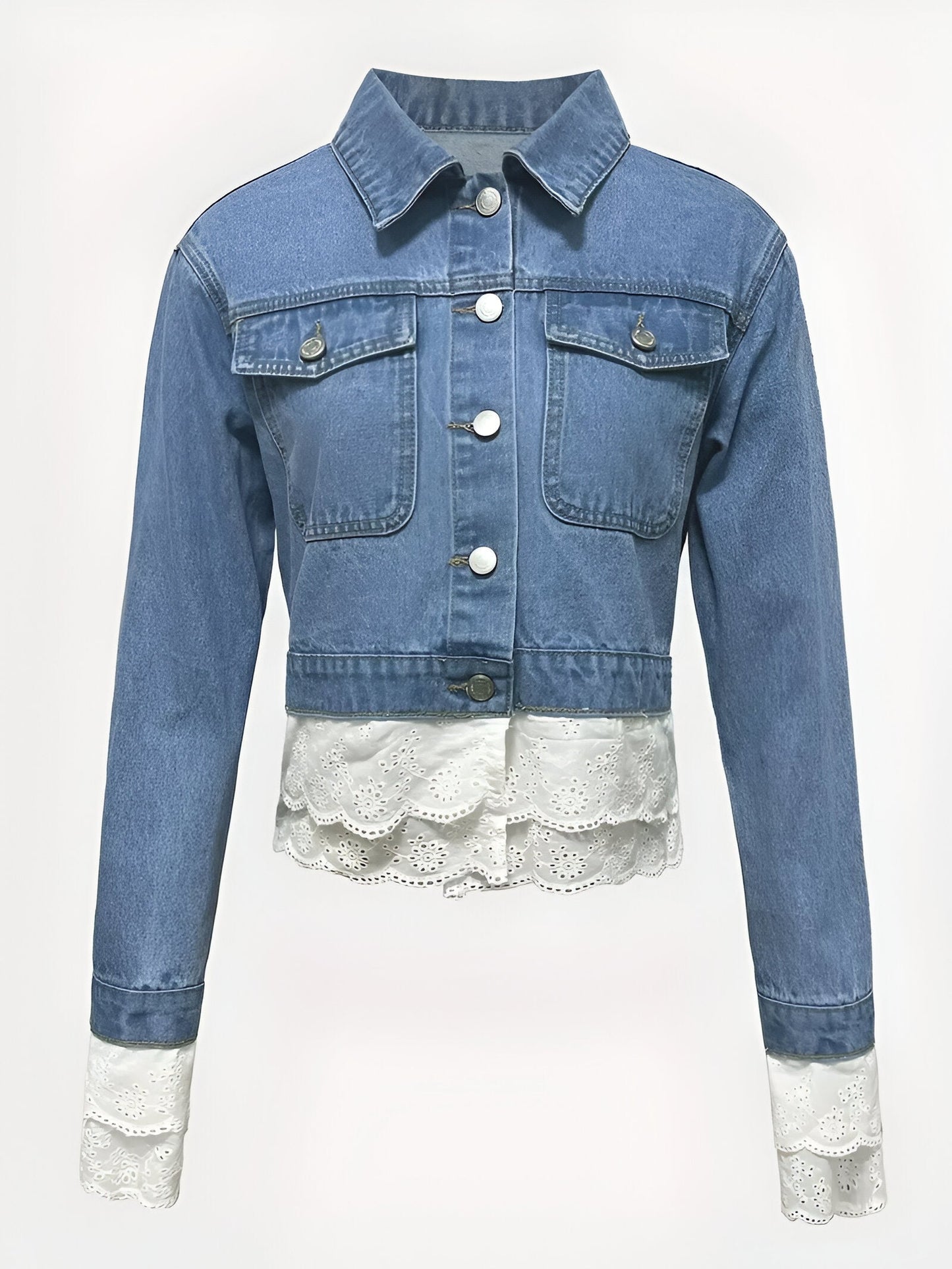 Variant image for Kvinna Kort Denimjacka Chic Högkvalitativ Denim-1
