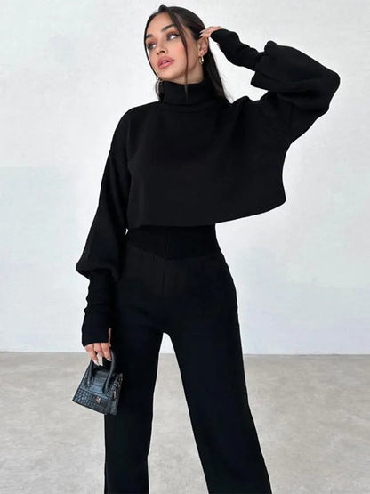 Variant image for Dam Turtleneck Ensemble Mysig Byxa och Topp Mjuk Blandning-1