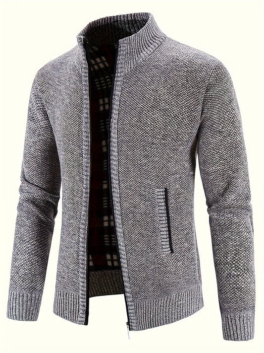Herrjacka Vinter Zip-Jacka Hög Krage Stickad Design-1