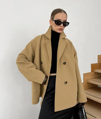 Variant image for Dam Kappa Halv Längd Dubbelknapp Ull Elegant-1