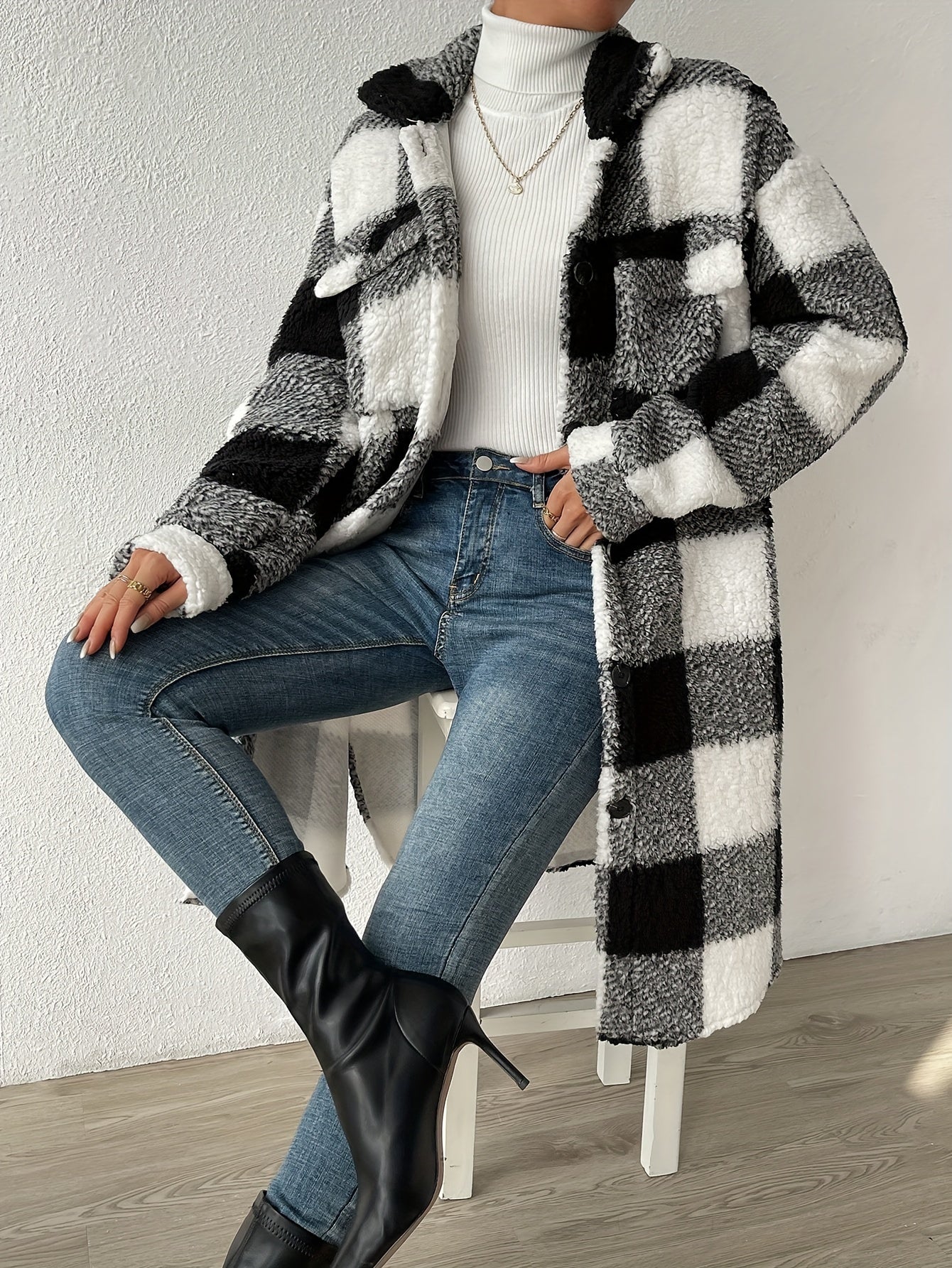 Variant image for Damjacka Sherpa Trendig Design Mjuk Varm Fleece-6