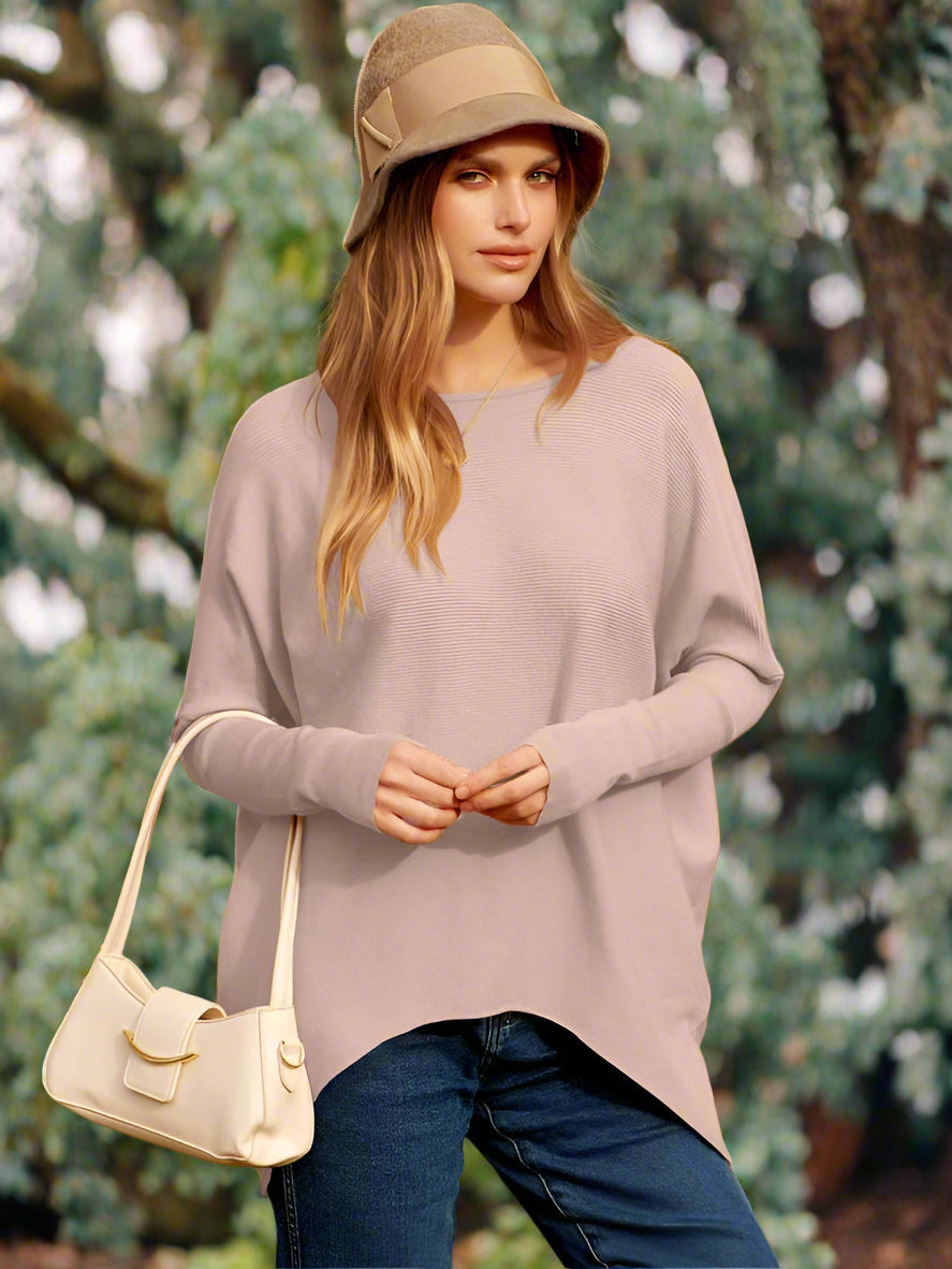 Variant image for Stickad Dam Tröja Överdimensionerad Ull med Dolmanärmar-21