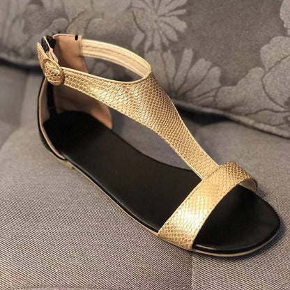 Dam Sandaler Gladiator Stil PU-Läder med Ankelrem och Gummisula-4