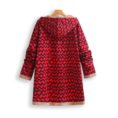 Dam Fleecejacka Med Huva Modern Design Mjuk Fleece-3