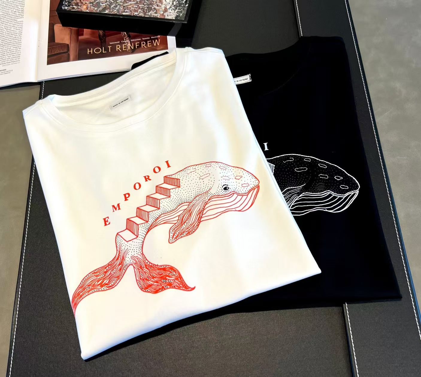 Dam T-shirt Rund Hals Mjuk Bomull med Sidenaccenter-4