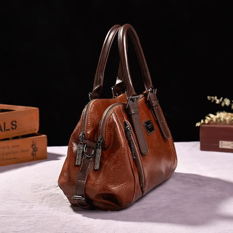 Dam Läderväska Vintage Elegant Design med Justerbara Bältesfästen och Praktiska Fickor 2