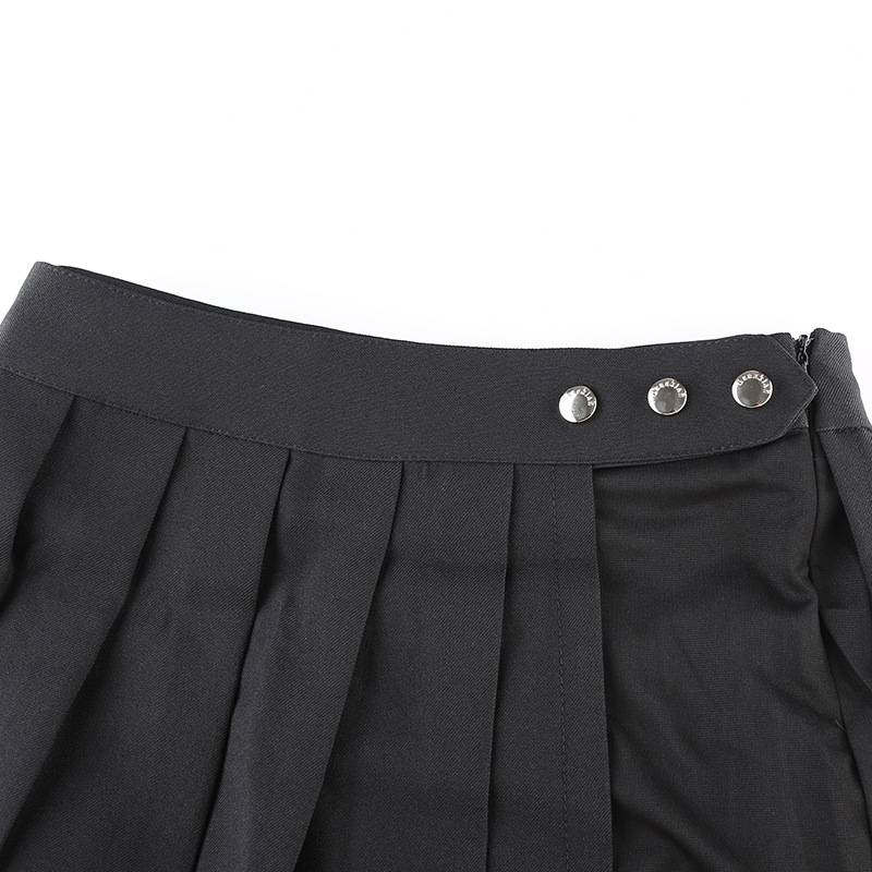 Dam Asymmetrisk Kjol med Nitar Polyester och Spandex-4