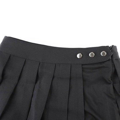 Dam Asymmetrisk Kjol med Nitar Polyester och Spandex-4