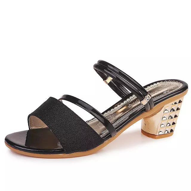 Variant image for Kvinnliga Sandaler Blockklack PU Fyrkantig Tå-1
