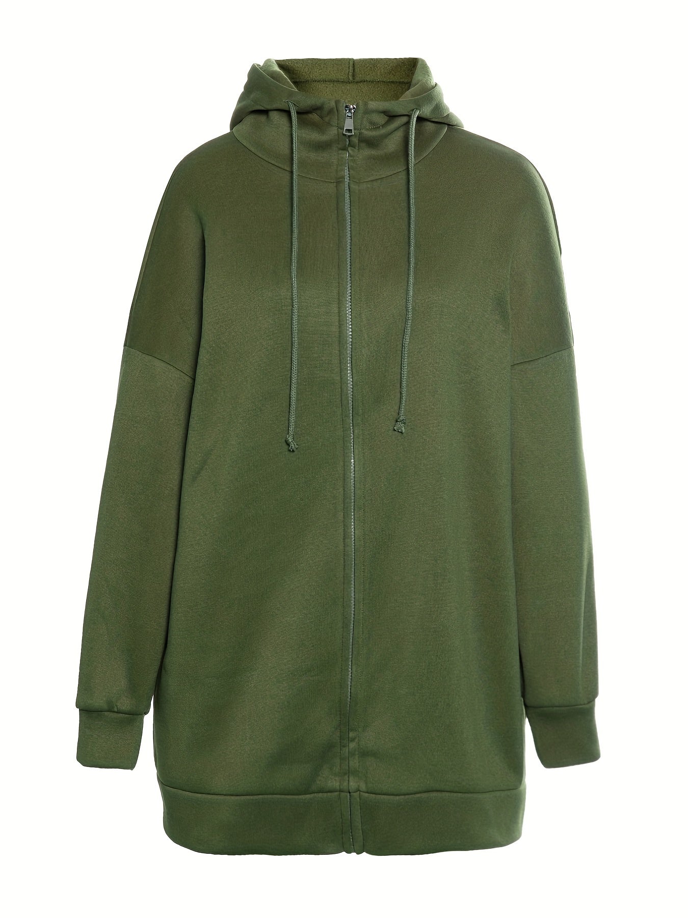 Lång Hoodie Dam Zip-up Plysch för Kalla Dagar-6