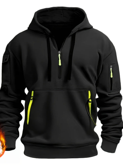 Herrar Hoodie Fleecefodrad Gatastil med Blixtlås-1
