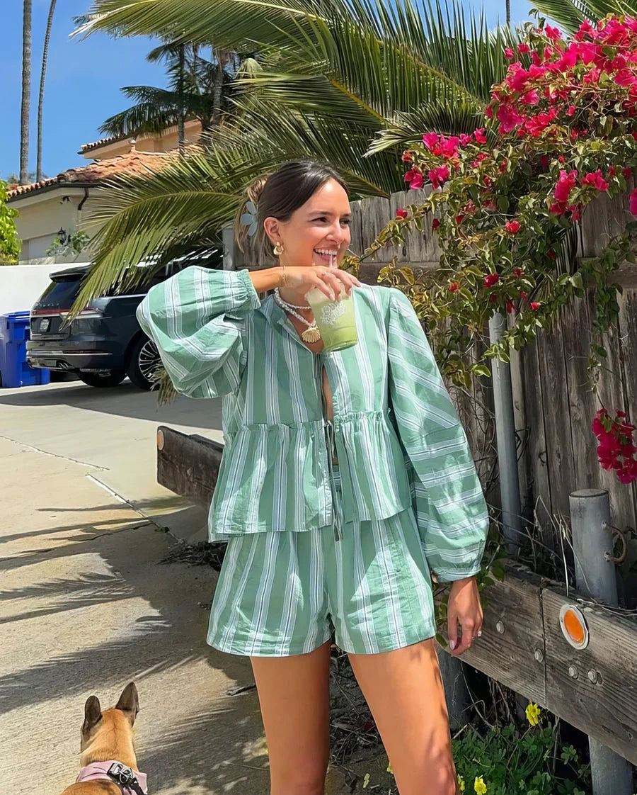 Kvinnors Sommaruppsättning Avslappnad Passform Andningsbart Tyg-3