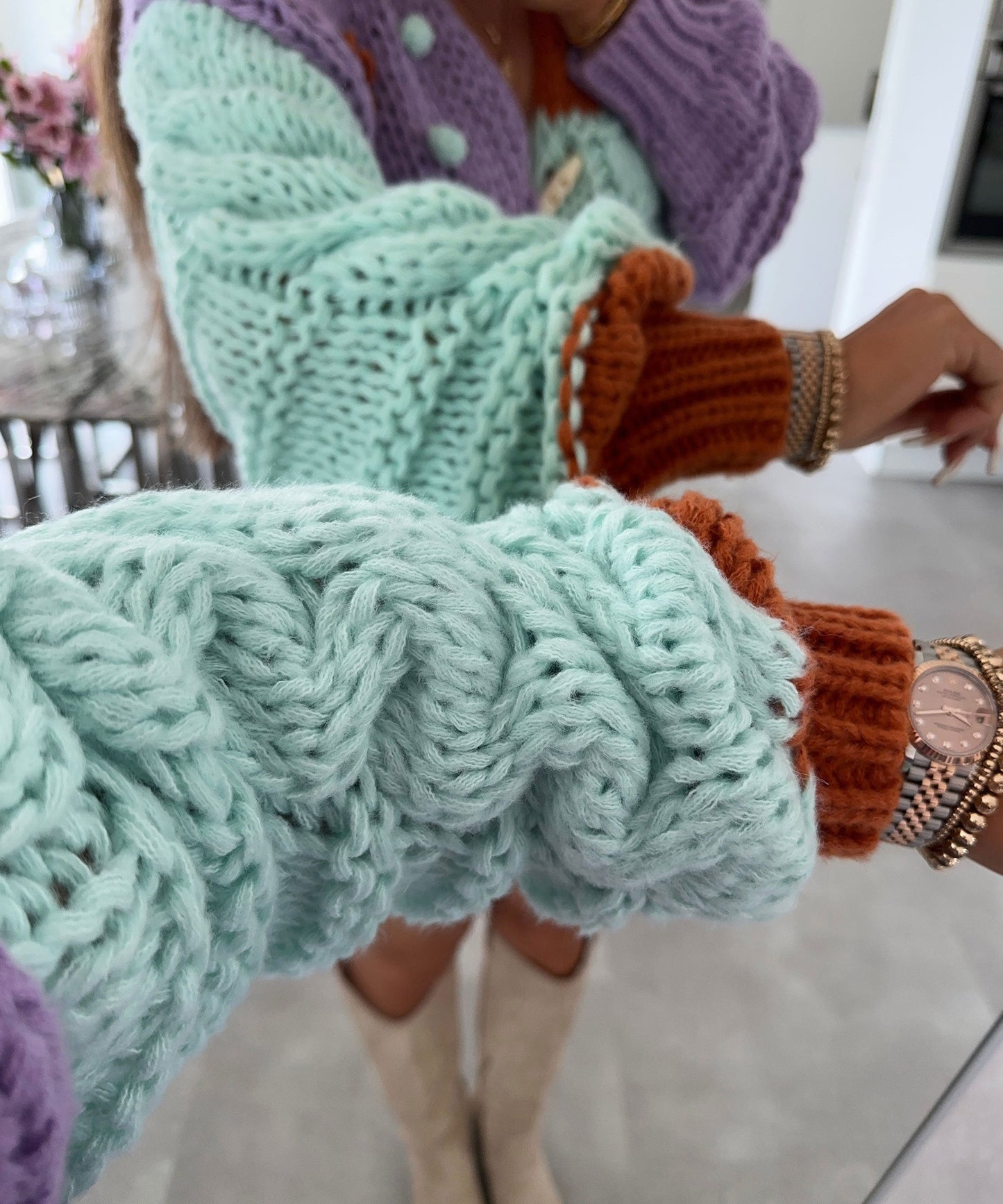 Dam Bunt Mjuk Tyg Elegant Avslappnad Design-4