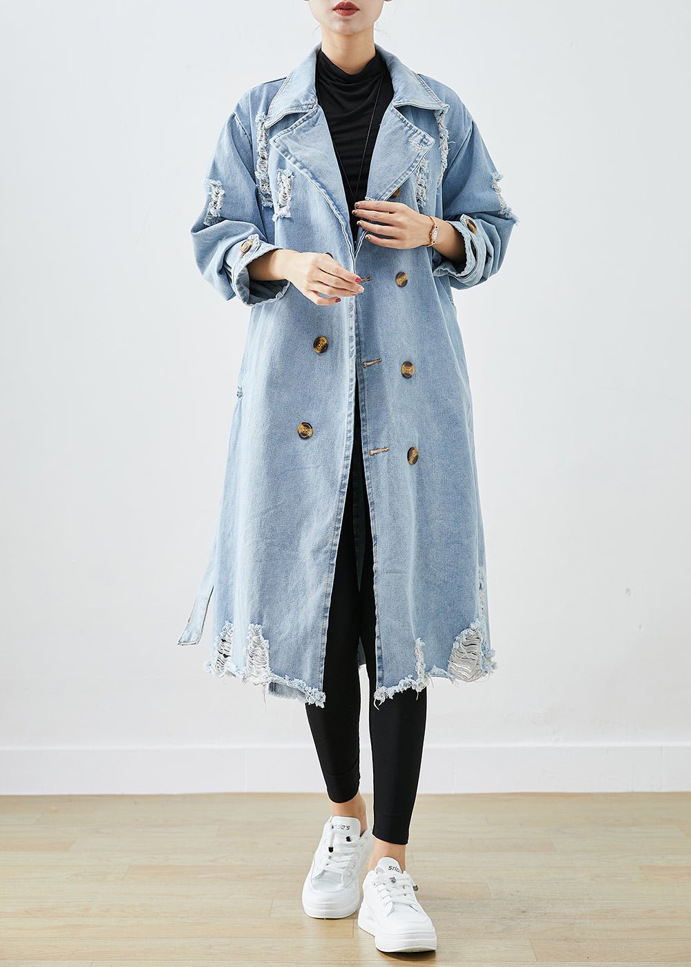 Vinterkappa Dam Ribbad Denim Elegant För Vinterbruk-2