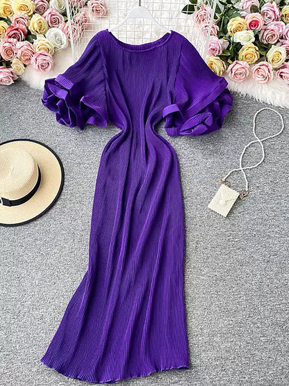 Variant image for Kvinnors Kortärmad Klänning Puffärmar Polyester-1