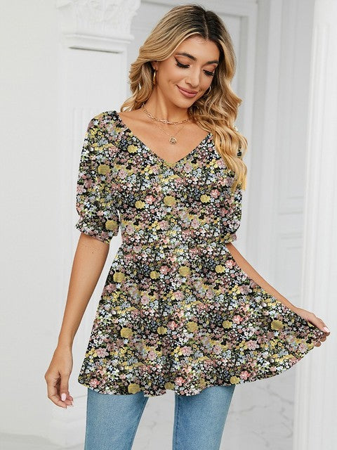 Variant image for Dam T-shirt V-ringning Prickig Bomull-11