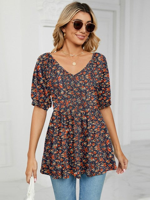 Variant image for Dam T-shirt V-ringning Prickig Bomull-16