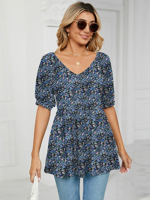 Variant image for Dam T-shirt V-ringning Prickig Bomull-21