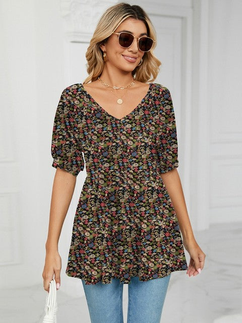 Variant image for Dam T-shirt V-ringning Prickig Bomull-26