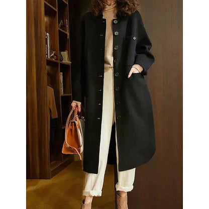 Lång Trenchcoat Dam Minimalistisk Polyester Elegant Design-6