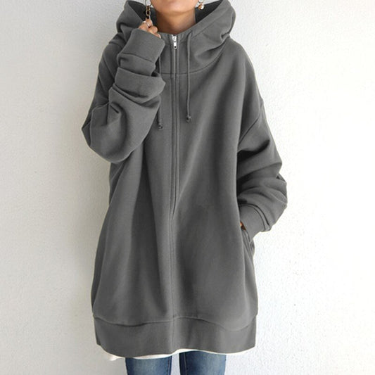 Lång Hoodie Dam Överdimensionerad Mjuk Isolerande Material-1