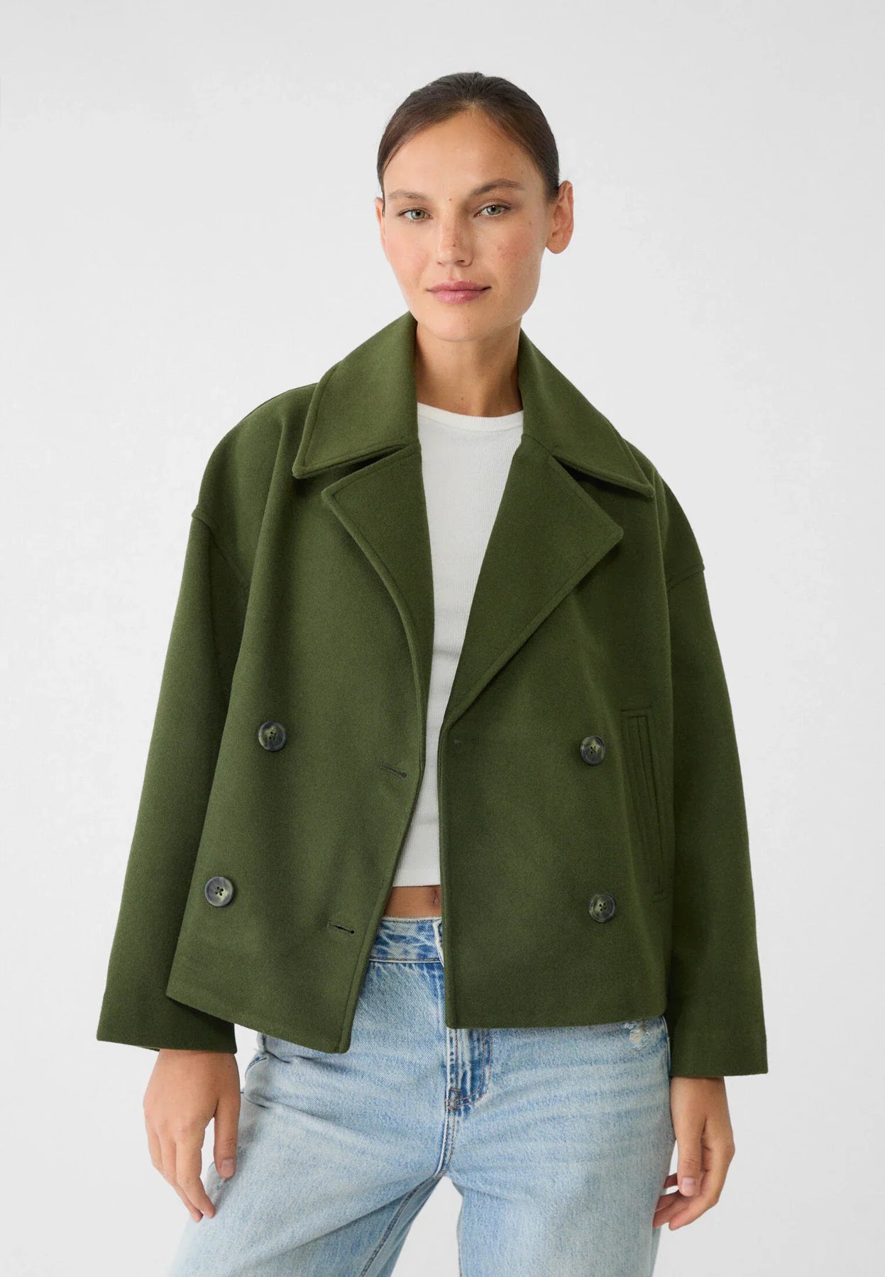 Kvinnors Kort Jacka Mjuk Mocka Chic Stil-5