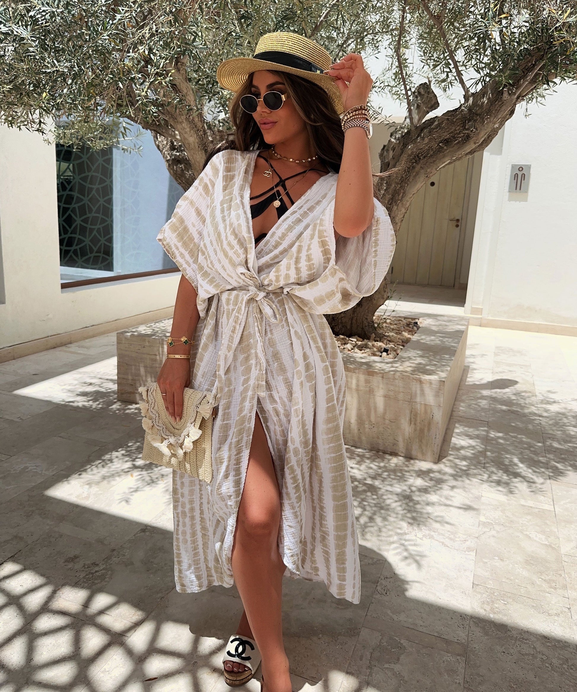 Dam Kimono Mångsidig Beige 100% Bomull-2